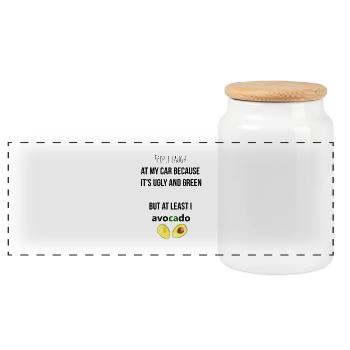Les gens rient de ma voiture - Boîte à biscuits avec couvercle en bois - blanc - Devant