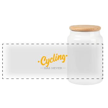 Bike ride fun gift sport gift idea - Panoramic Cookie Jar with Wooden Lid - white - Front