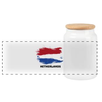 drapeau, bannière Pays-Bas Hollande - Boîte à biscuits avec couvercle en bois - blanc - Devant