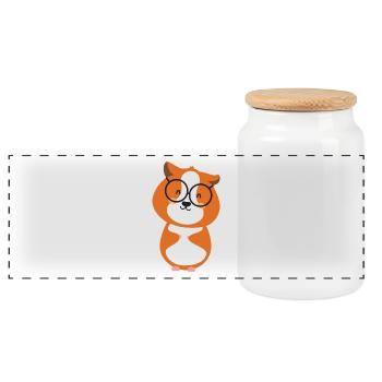 Hamster/ Meerschweinchen mit Brille Geschenk - Panorama Keksdose mit Holzdeckel - Weiß - Vorne