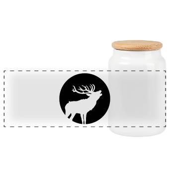Deer in the open air forest hunter wild gift - Panoramic Cookie Jar with Wooden Lid - white - Front