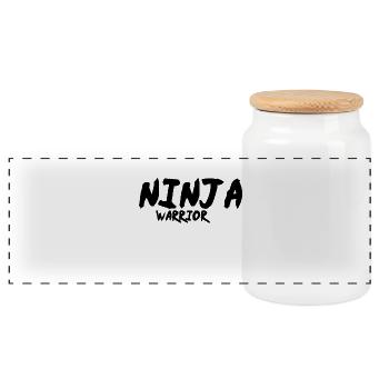 ninja warrior shirt - Panorama Keksdose mit Holzdeckel - Weiß - Vorne