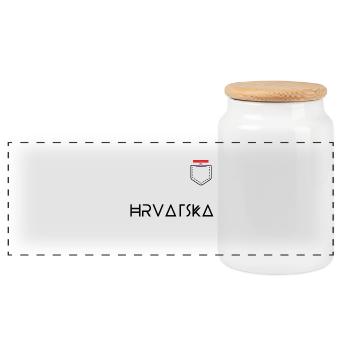 Hrvatska Croatie Drapeau Noir Cadeau - Boîte à biscuits avec couvercle en bois - blanc - Devant