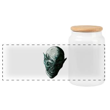 ICY SKULL - Panoramic Cookie Jar with Wooden Lid - white - Front