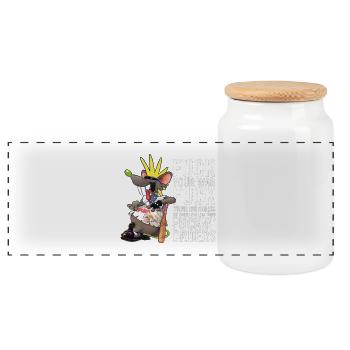 Punk Rat - Panoramic Cookie Jar with Wooden Lid - white - Front