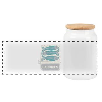 Sardinen, Dose, Angeln, Fisch, öl - Panorama Keksdose mit Holzdeckel - Weiß - Vorne