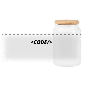 [Black] - Panoramic Cookie Jar with Wooden Lid - white - Front