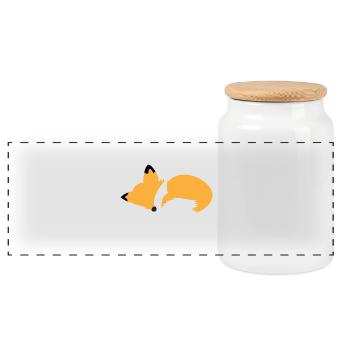 Sleeping Fox - Panoramic Cookie Jar with Wooden Lid - white - Front