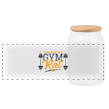 This Guy is a Gym Rat Sport Geschenk Training - Panorama Keksdose mit Holzdeckel - Weiß - Vorne