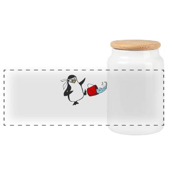 Drôle de karaté pingouin ninja enfants - Boîte à biscuits avec couvercle en bois - blanc - Devant
