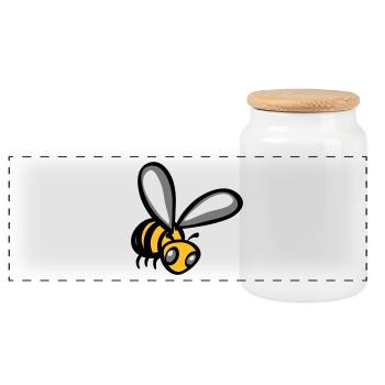 abeille - Boîte à biscuits avec couvercle en bois - blanc - Devant