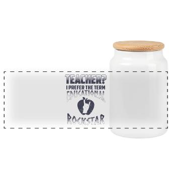 Fraîche éducation étoile Enseignant - Boîte à biscuits avec couvercle en bois - blanc - Devant