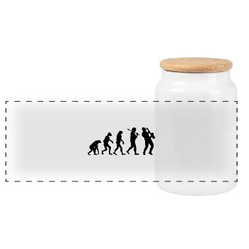 Evolution Saxophon Musik Geschenk Saxophonist - Panorama Keksdose mit Holzdeckel - Weiß - Vorne