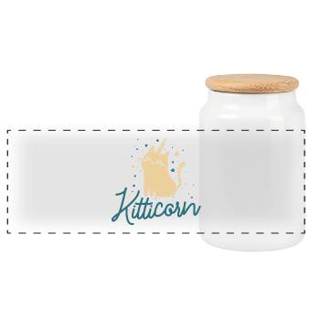 Kitticorn - Katze - Horn - Kätzchen - Einhorn - Panorama Keksdose mit Holzdeckel - Weiß - Vorne