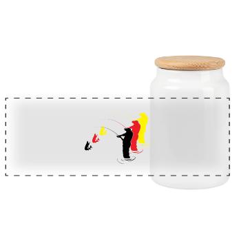Pêche, pêche - Boîte à biscuits avec couvercle en bois - blanc - Devant