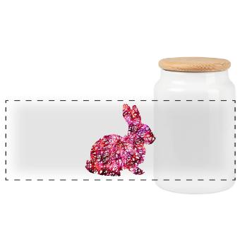 Ostern Hase Häschen Pink Geschenk Geschenkidee - Panorama Keksdose mit Holzdeckel - Weiß - Vorne