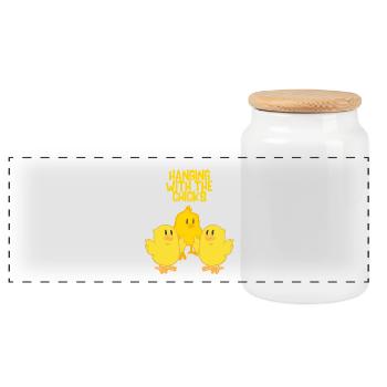 Traîner avec les poussins - Boîte à biscuits avec couvercle en bois - blanc - Devant