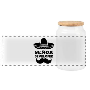 Señor Developer for Programming & Senior Developer - Boîte à biscuits avec couvercle en bois - blanc - Devant