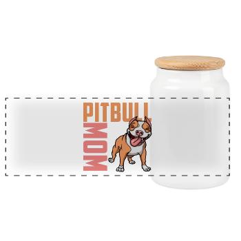 Best Pit Bull Mom T-shirt - Panoramic Cookie Jar with Wooden Lid - white - Front