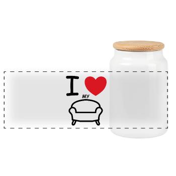 J'aime mon canapé en disant idée cadeau - Boîte à biscuits avec couvercle en bois - blanc - Devant