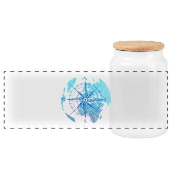 Compass world - Panoramic Cookie Jar with Wooden Lid - white - Front