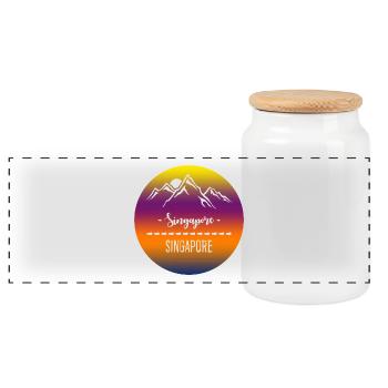Singapore Singapore - Panoramic Cookie Jar with Wooden Lid - white - Front