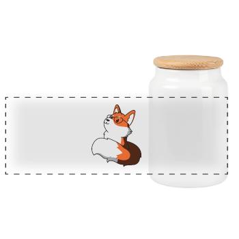 Sly fox with glasses gift idea nerd idea - Panoramic Cookie Jar with Wooden Lid - white - Front