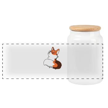 Fox nerd gift glasses animal cunning smart - Panoramic Cookie Jar with Wooden Lid - white - Front