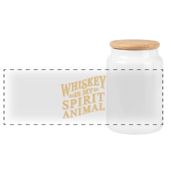 Funny Drinking Whiskey is my Spirit Animal - Panoramic Cookie Jar with Wooden Lid - white - Front