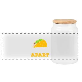 Taco Every now and then I fall apart funny - Panoramic Cookie Jar with Wooden Lid - white - Front