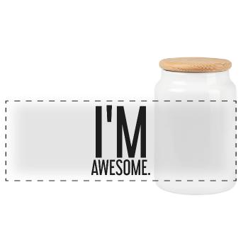 Dans Awesome - Motivation - Cadeau - Boîte à biscuits avec couvercle en bois - blanc - Devant