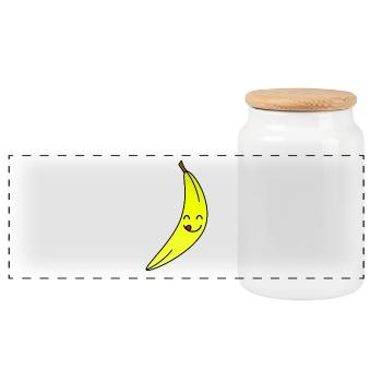 banana - Panoramic Cookie Jar with Wooden Lid - white - Front