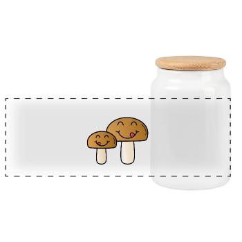 mushrooms - Panoramic Cookie Jar with Wooden Lid - white - Front