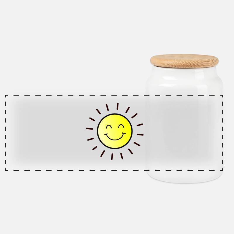 Soleil d'été - Boîte à biscuits avec couvercle en bois - blanc