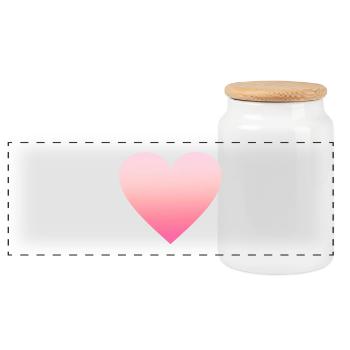 Simple simple pink heart design / symbol - Panoramic Cookie Jar with Wooden Lid - white - Front