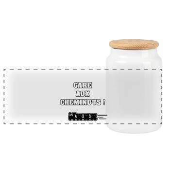 STATION IN THE CHEMINOTS! -WOOD OF WORDS - FRANCOIS VILLE - Panoramic Cookie Jar with Wooden Lid - white - Front