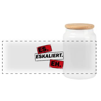 Eskalation - Panorama Keksdose mit Holzdeckel - Weiß - Vorne