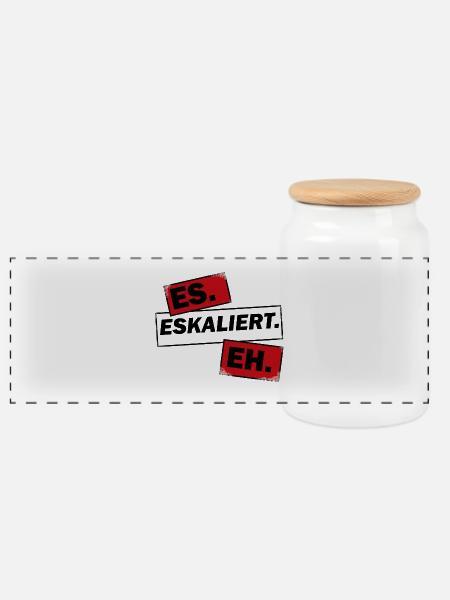 Eskalation - Panorama Keksdose mit Holzdeckel - Weiß
