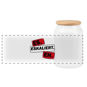 Eskalation - Panorama Keksdose mit Holzdeckel - Weiß - Vorne