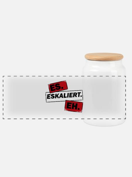 Eskalation - Panorama Keksdose mit Holzdeckel - Weiß