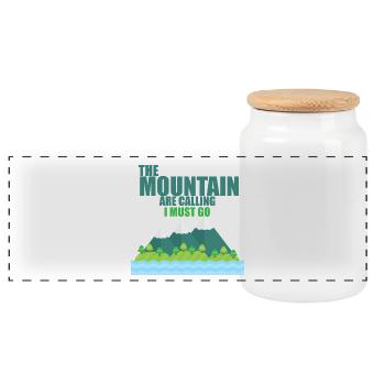 The Mountain - Panoramic Cookie Jar with Wooden Lid - white - Front