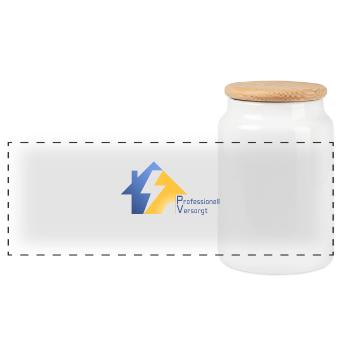 Photovoltaik = Professionell Versorgt - Panorama Keksdose mit Holzdeckel - Weiß - Vorne