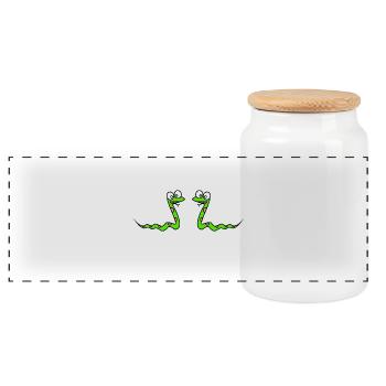 Snake friends animals kids gift idea buddy - Panoramic Cookie Jar with Wooden Lid - white - Front