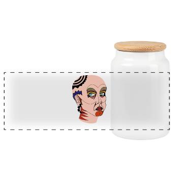 Femme tribale - Boîte à biscuits avec couvercle en bois - blanc - Devant