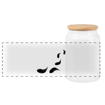Plumes volantes noires - Boîte à biscuits avec couvercle en bois - blanc - Devant