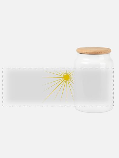 Sonne - Panorama Keksdose mit Holzdeckel - Weiß