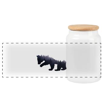 Ours forêt nature - cadeau - Boîte à biscuits avec couvercle en bois - blanc - Devant