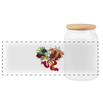 floral spine (bis) - Panoramic Cookie Jar with Wooden Lid - white - Front