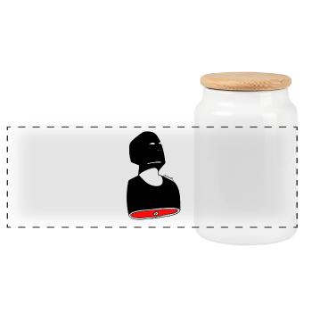 Meatman - Panoramic Cookie Jar with Wooden Lid - white - Front