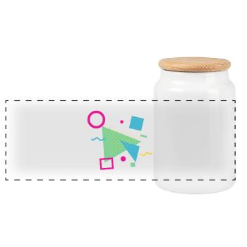 Vintage Muster | Retro | Geschenk Idee - Panorama Keksdose mit Holzdeckel - Weiß - Vorne